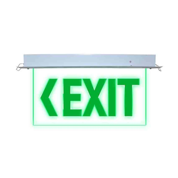 Omni Exit Sign Recessed Transparent Green 