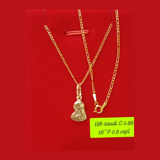 Picture of 18K - Saudi Gold Necklace with Pendant C 0.86g P 0.8g (16") - SC086GP08G