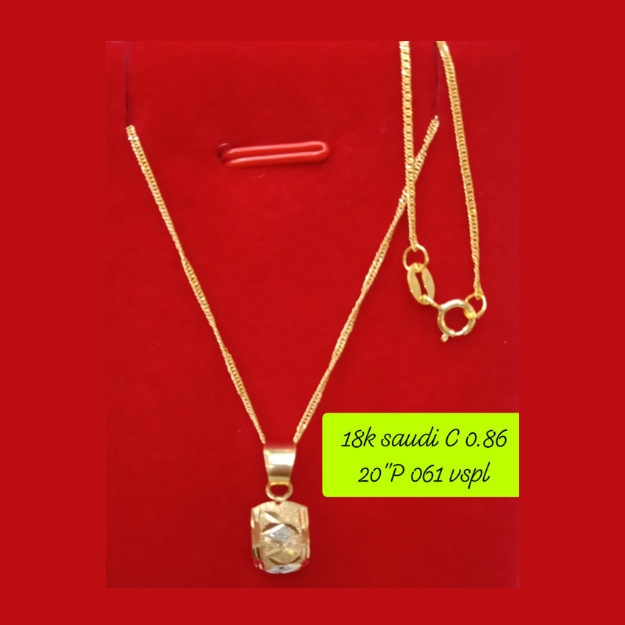 Picture of 18K - Saudi Gold Necklace with Pendant C 0.86g P 0.61g (20") - SC086GP061G