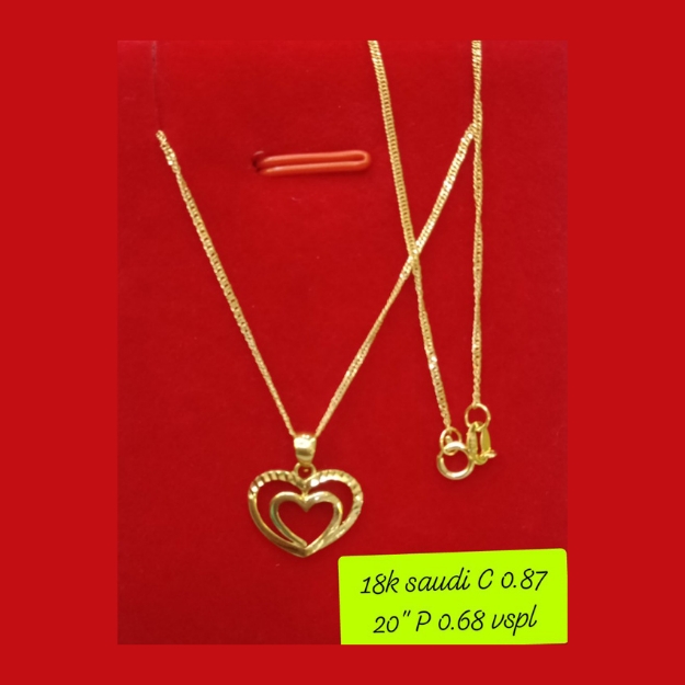 Picture of 18K - Saudi Gold Necklace with Pendant C 0.87g P 0.68g (20") - SC087GP068G