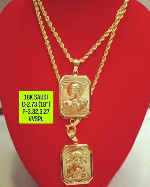 Picture of 18K Saudi Gold Necklace with Pendant, Chain 2.73g, Pendant 3.27g, 3.32g, Size 18", 2805N27