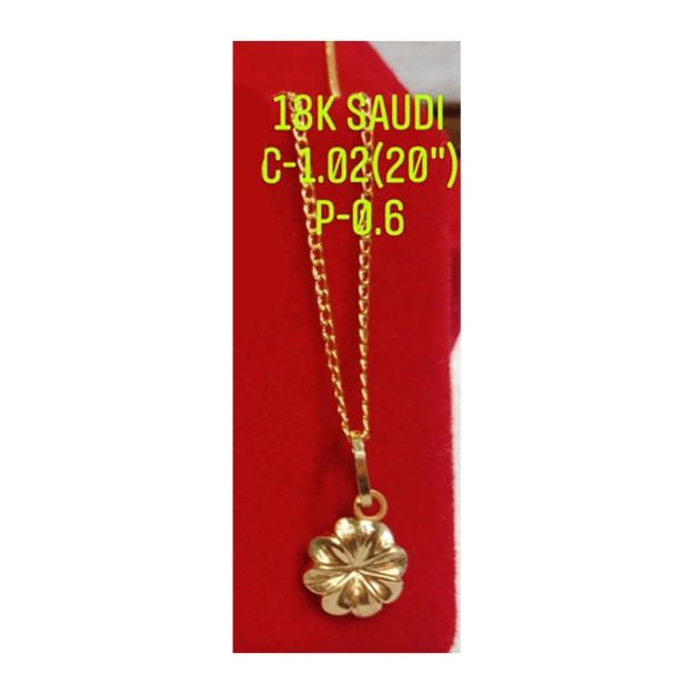 Picture of 18K Saudi Gold Necklace with Pendant, Chain 0.98g, Pendant 0.53g, Size 18", 2805N4