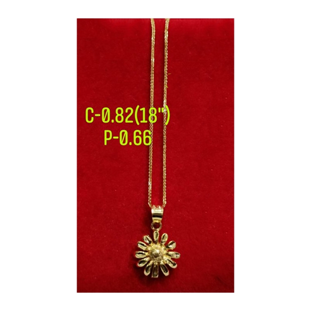 Picture of 18K Saudi Gold Necklace with Pendant, Chain 0.82g, Pendant 0.66g, Size 18", 2805N4F