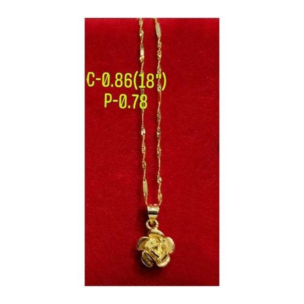 Picture of 18K Saudi Gold Necklace with Pendant, Chain 0.82g, Pendant 0.66g, Size 18", 2805N4F