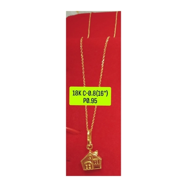 Picture of 18K Saudi Gold Necklace with Pendant, Chain 1.0g, Pendant 0.32g, Size 16", 2805N4H