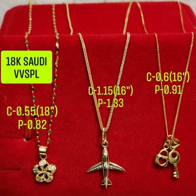 Picture of 18K Saudi Gold Necklace with Pendant, Chain 0.55g, Pendant 0.82g, Size 18", 2805NP
