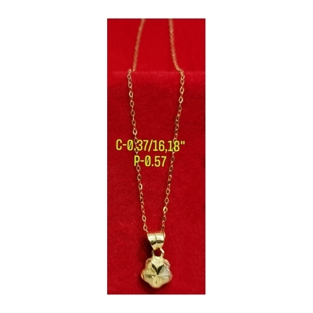 Picture of 18K Saudi Gold Necklace with Pendant, Chain 0.37g, Pendant 0.57g, Size 16", 18", 2805NCS