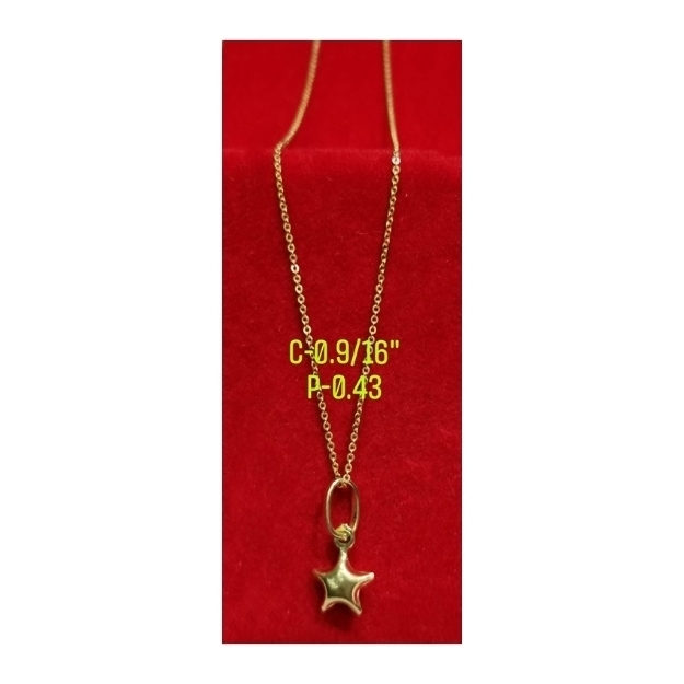 Picture of 18K Saudi Gold Necklace with Pendant, Chain 0.37g, Pendant 0.57g, Size 16", 18", 2805NCS