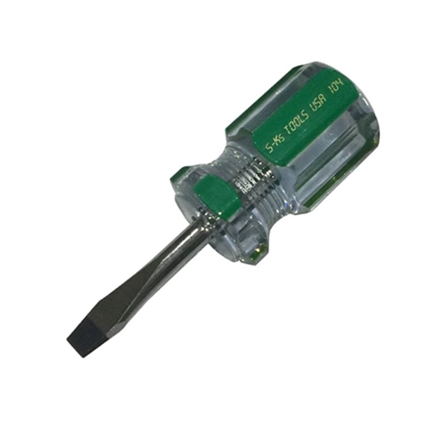 Picture of S-Ks Tools USA 1/4” x 1-1/2” Slotted Stubby Screwdriver (Green/Silver) - Price per Piece, 104-1S
