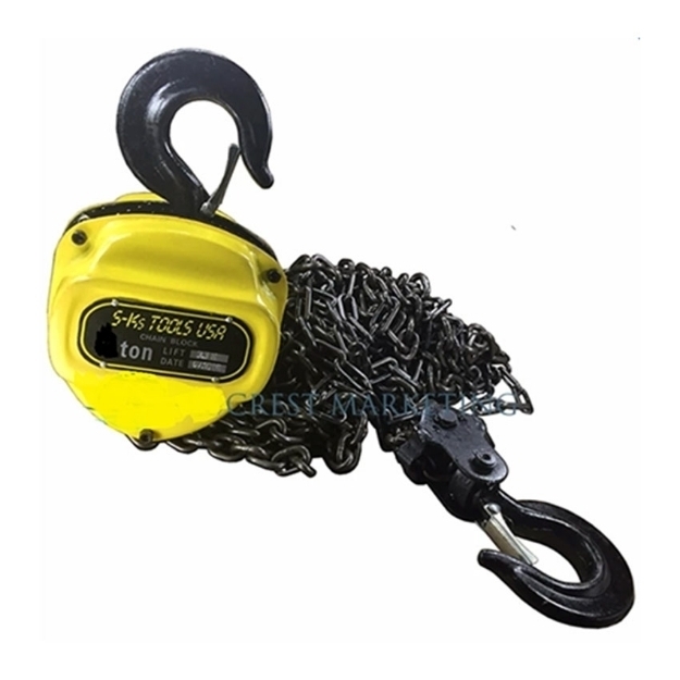 Picture of S-Ks Tools USA 1T Heavy Duty 1 Ton Chain Block (Yellow/Black), 1T