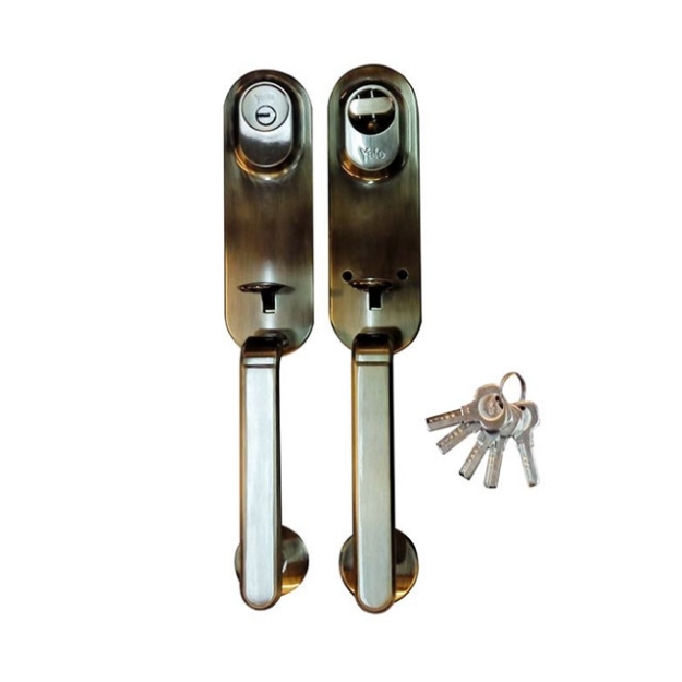 Picture of Yale Handleset-Double Handle Evoke Series Dimple Key Antique Brass, YLHEH2EV234ABDK