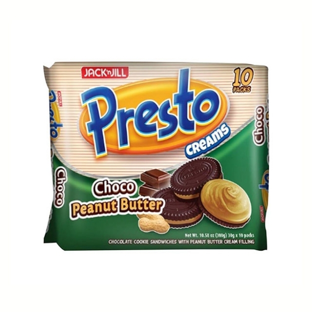 Picture of Jack 'N Jill Presto Creams (Choco Peanut Butter, Chocolate, Peanut Butter, Vanilla) 30g 10 packs, PRE09