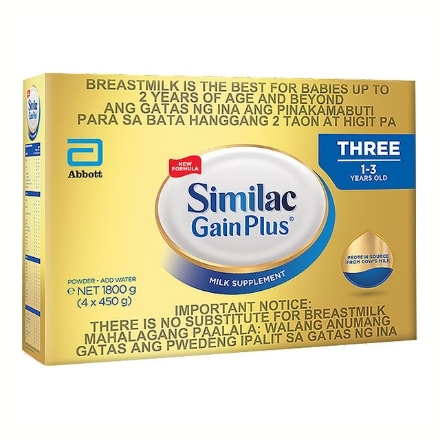 Picture of Similac Gain Plus Three Milk Box 1-3 Years Old 1.8 kg, SIM16 