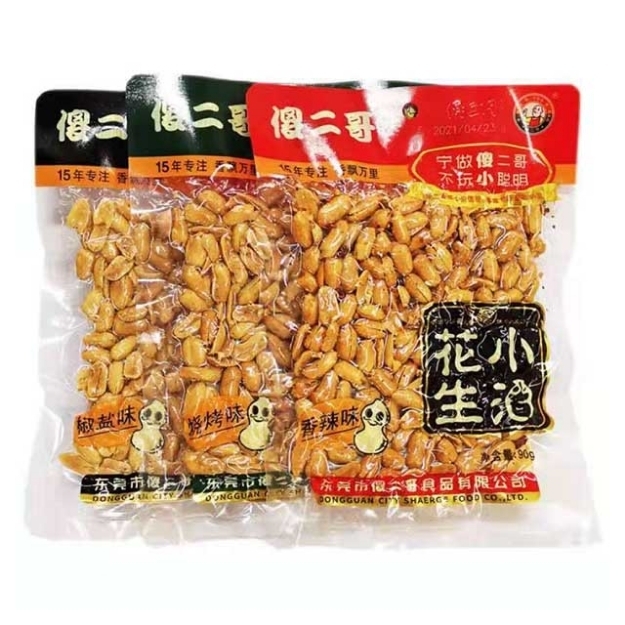 Picture of Shaerge Xiaojiu Peanuts,flavor(Spicy flavor,salt and pepper flavor,barbecue flavor) 90g,1 pack,1*60 pack