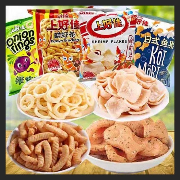 Picture of Shanghaojia (fresh shrimp chips,fresh shrimp strips,Japanese Fish Fruit,Onion rings) 40g,1 pack, 1*20 pack