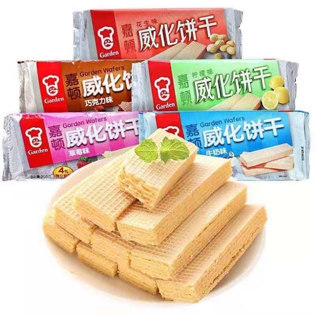 Picture of Jiadun wafer biscuits，flavor(Lemon, strawberry, peanut, milk，chocolate) 200g,1 pack, 1*12 pack