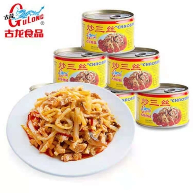 Picture of Gulong fried three silk canned food 198g,1 can, 1*24 can
