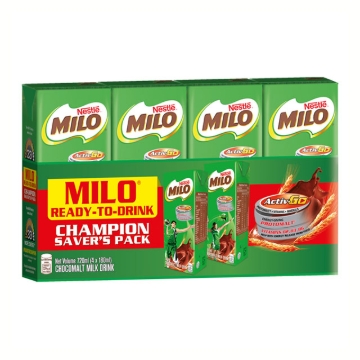 Show details for Nestle Milo Ready To Drink 180 ml 4 pcs, MIL11 Picture of Nestle Milo Ready To Drink 180 ml 4 pcs, MIL11