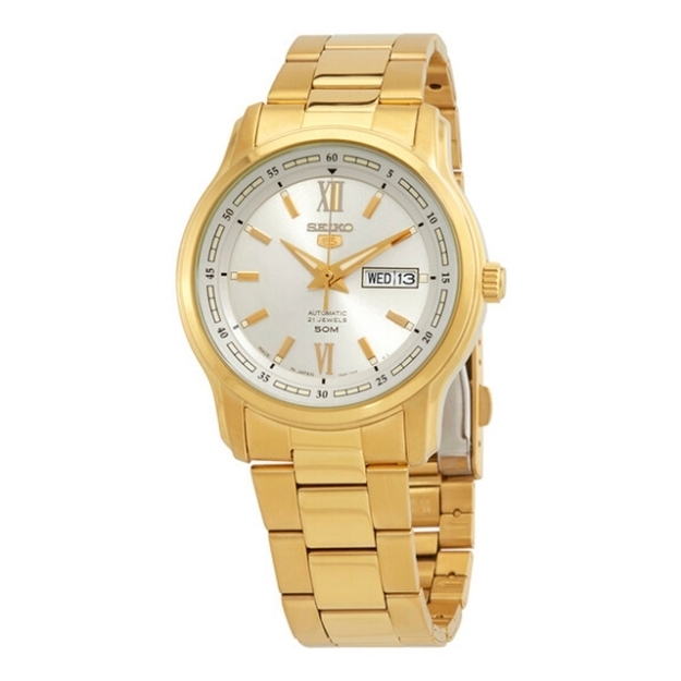 Seiko 5 Gold Tone Automatic tWatch Silver Dial Brand New