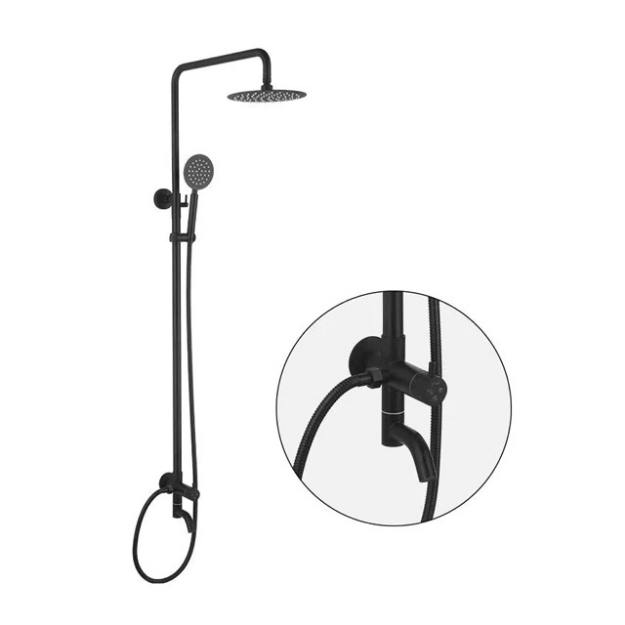 Picture of AXIS  ON-WALL SHOWER BAR SET, ROUND MATTE BLACK AXS54S5300B