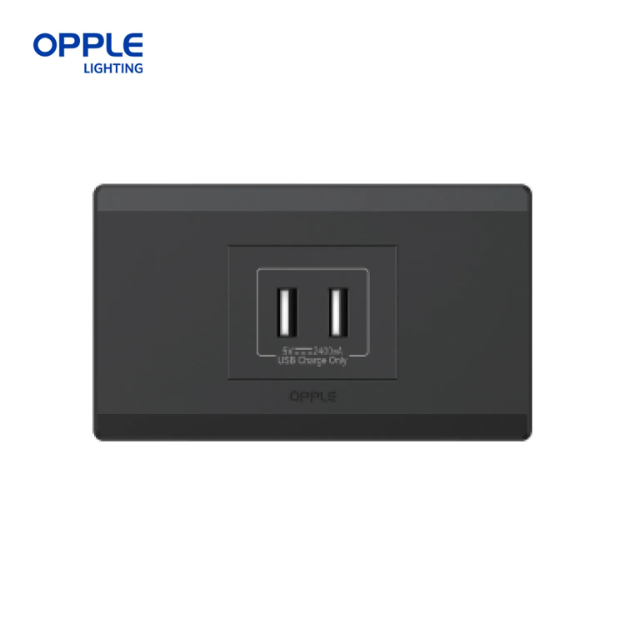OPPLE 1 Gang USB Outlet White and Dark Grey