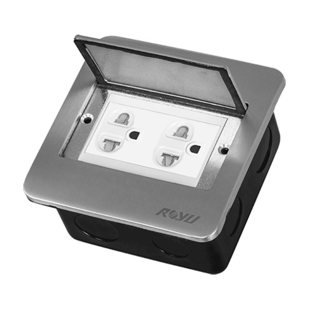 Picture of Floor Receptacle with Duplex Universal Outlet with Gound and Shutter Titanium, RWF52