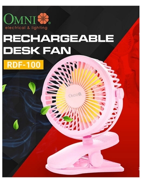 Picture of Mini Rechargeable Desk Fan with Night Light (White/Pink) , RDF-100