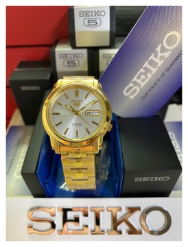 Show details for Seiko 5 Gold Tone Automatic Watch Dress Watch Silver Dial Brand New, SNKK74K1 Seiko 5 Gold Tone Automatic Watch Dress Watch Silver Dial Brand New