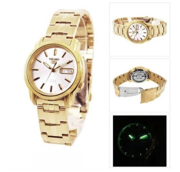 Show details for Seiko 5 Gold Tone Automatic Watch Dress Watch Silver Dial Brand New, SNKK74K1 Seiko 5 Gold Tone Automatic Watch Dress Watch Silver Dial Brand New