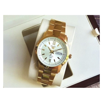 Show details for Seiko 5 Gold Tone Automatic Watch Couple Set Watch Silver Dial Brand New, SNKL58K1/SYMK30K1 Seiko 5 Gold Tone Automatic tWatch Silver Dial Brand New