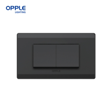 Show details for OPPLE 2 Gang 2 Way Wall Switch White and Dark Grey- F011622A OPPLE 2 Gang 2 Way Wall Switch White and Dark Grey