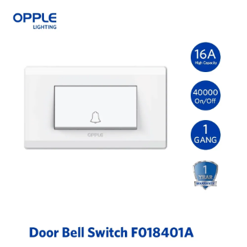 Show details for  OPPLE 1 Gang Doorbell Switch White and Dark Grey-F018401A OPPLE 1 Gang Doorbell Switch White and Dark Grey