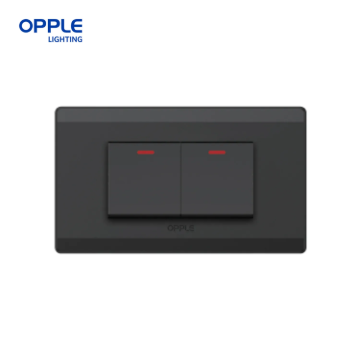 Show details for OPPLE 2 Gang 1 Way Wall Switch White and Dark Grey-F011621A OPPLE 2 Gang 1 Way Wall Switch White and Dark Grey