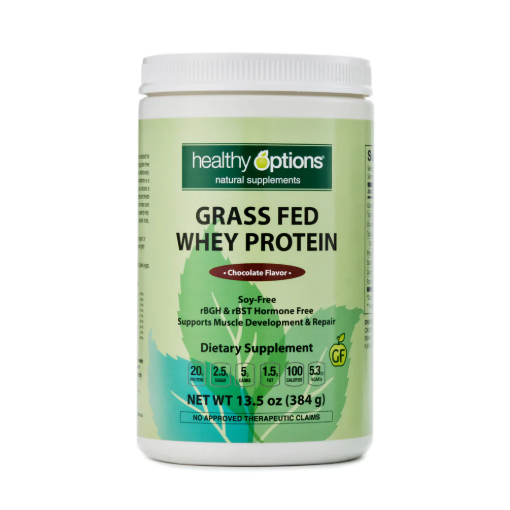 Picture of Healthy Options Grass Fed Whey Protein Chocolate Flavor 384 Grams